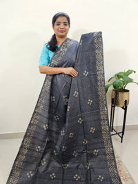 Bhagalpuri Batik Print - Grey with Dark Maroon