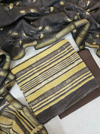 Cotton with Ajark Print - Mehndi Green with Brown