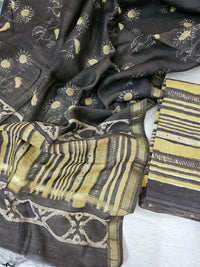 Cotton with Ajark Print - Mehndi Green with Brown