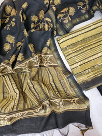 Cotton with Ajark Print - Mehndi Green with Black