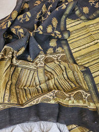 Cotton with Ajark Print - Mehndi Green with Black