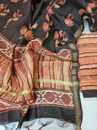 Cotton with Ajark Print - Dark Peach with Brown