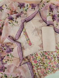 Chanderi with Heavy Hand Emboridery Unstitched Salwar Suit  - Purple