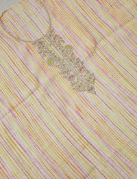 Modal Silk Unstitched Salwar Suit - Yellow and Pink Combo