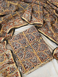2pcs Set - Cotton with Ajark Print - Mustard Yellow with Orange