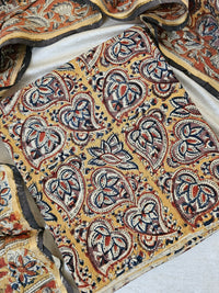 2pcs Set - Cotton with Ajark Print - Mustard Yellow with Orange