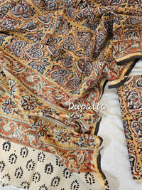 2pcs Set - Cotton with Ajark Print - Mustard Yellow with Orange