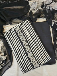 Cotton Unstitched Salwar - Black