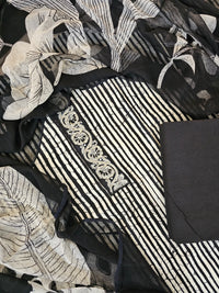 Cotton Unstitched Salwar - Black