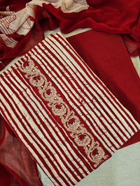 Cotton Unstitched Salwar - Red