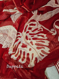 Cotton Unstitched Salwar - Red