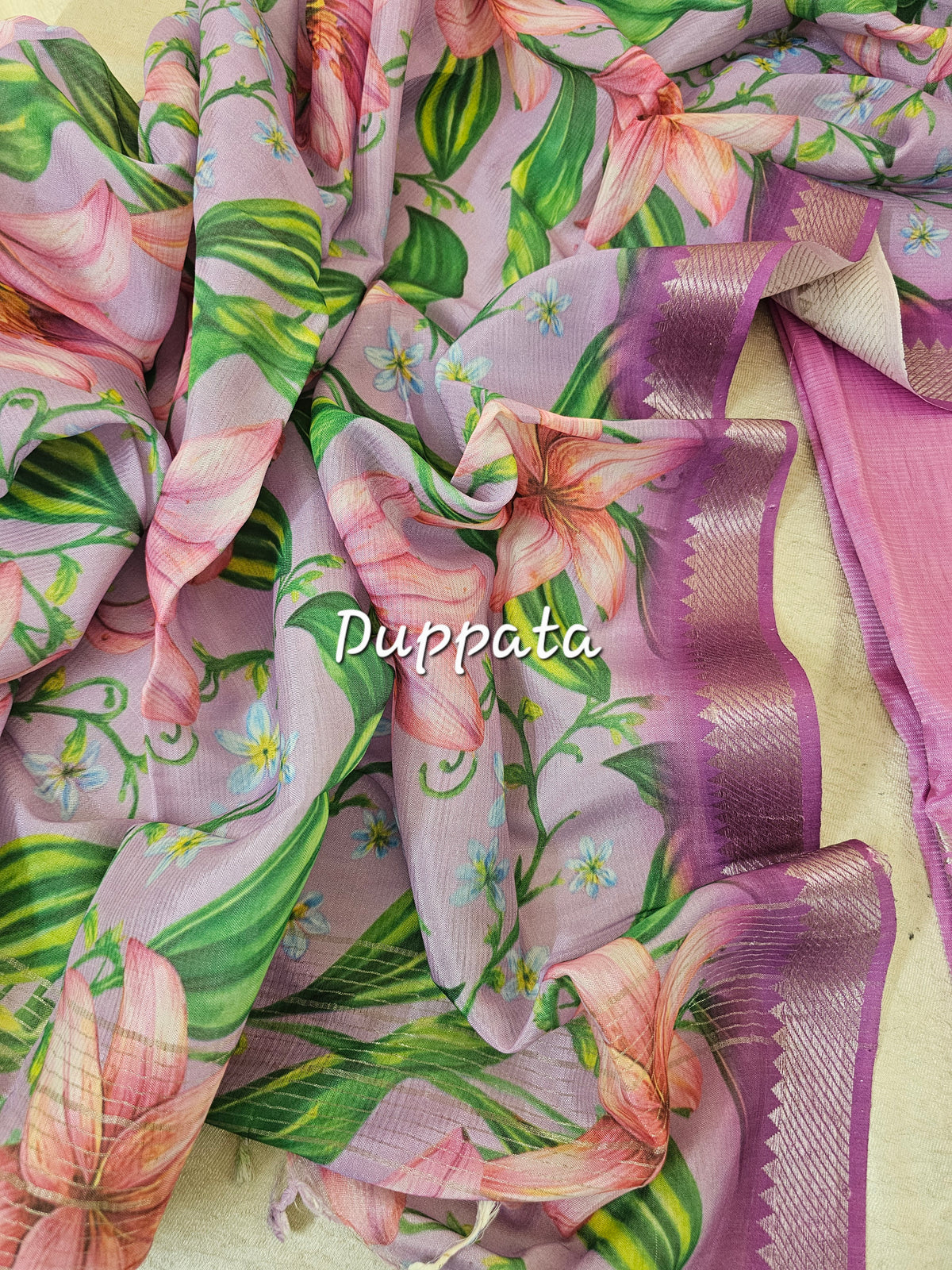 Mangalagiri Pattu Unstitched Suit - Pink