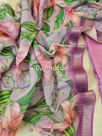 Mangalagiri Pattu Unstitched Suit - Pink