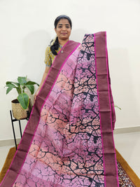 Multi Shade with Pink Tussar Silk Saree with Zari Border