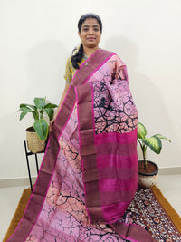Multi Shade with Pink Tussar Silk Saree with Zari Border