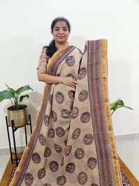 Kota Cotton with Kalamkari Printed Saree - Maroon