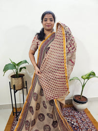 Kota Cotton with Kalamkari Printed Saree - Maroon