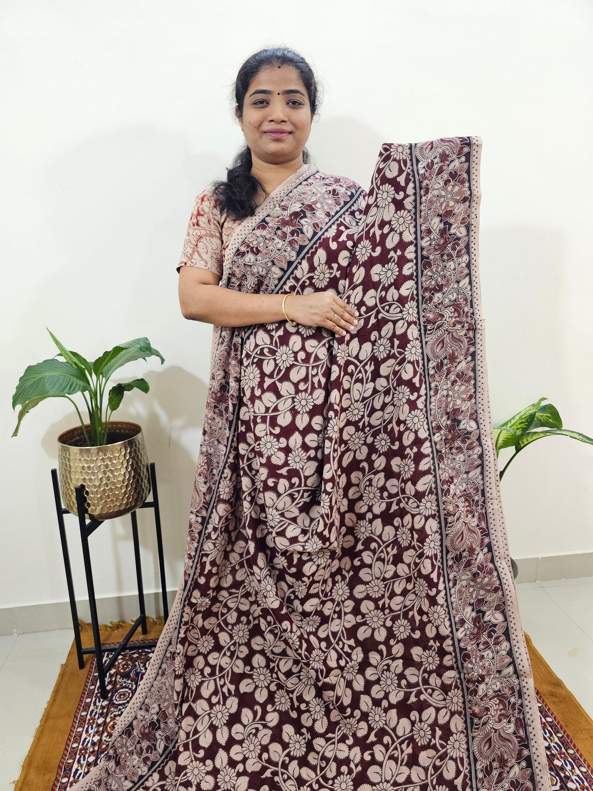 Cotton Kalamkari Saree - Maroon