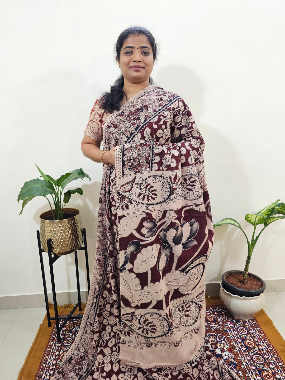 Cotton Kalamkari Saree - Maroon