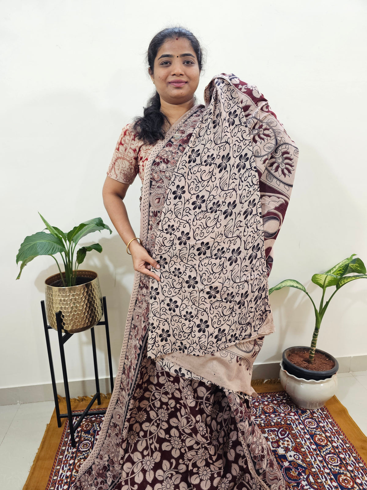 Cotton Kalamkari Saree - Maroon