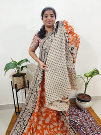 Cotton Kalamkari Saree - Orange