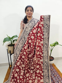 Cotton Kalamkari Saree - Red with Black