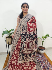Cotton Kalamkari Saree - Red with Black