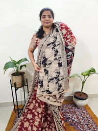 Cotton Kalamkari Saree - Red with Black
