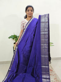 Handwoven Mangalagiri Pattu Saree - Dark Violet with Purple