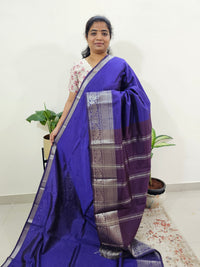 Handwoven Mangalagiri Pattu Saree - Dark Violet with Purple