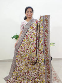 Cotton Kalamkari Saree - Red with Green