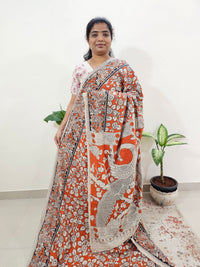 Cotton Kalamkari Saree - Orange
