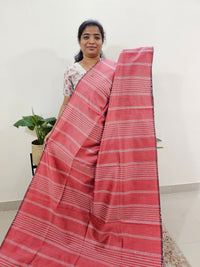 Semi Raw Silk Saree - Peach with Blue