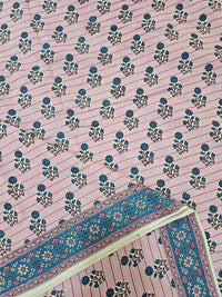 Cotton Kalamkari Saree - Pink Stripes
