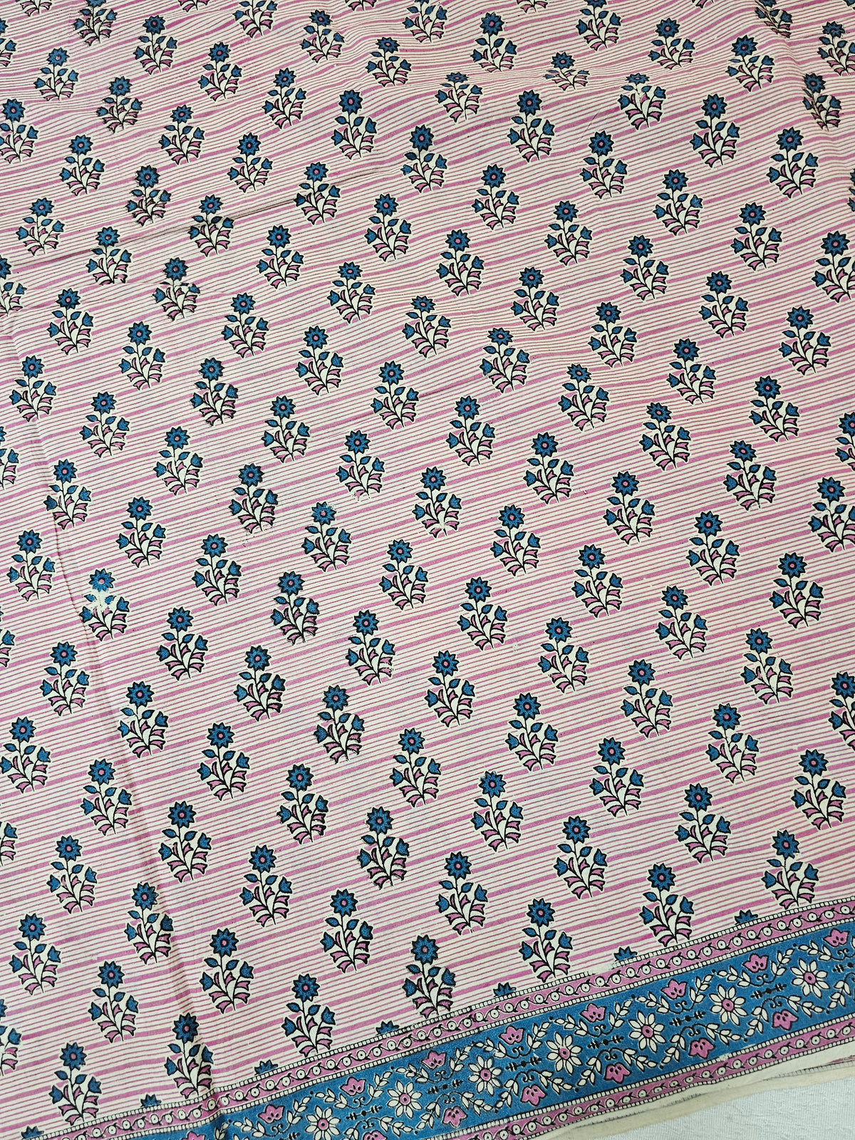 Cotton Kalamkari Saree - Pink Stripes