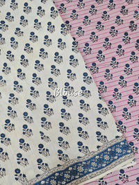 Cotton Kalamkari Saree - Pink Stripes