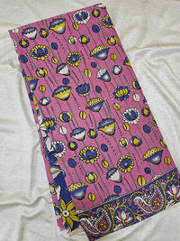 Cotton Kalamkari Saree - Pink with Violet