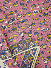 Cotton Kalamkari Saree - Pink with Violet