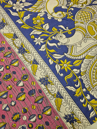 Cotton Kalamkari Saree - Pink with Violet