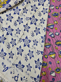 Cotton Kalamkari Saree - Pink with Violet