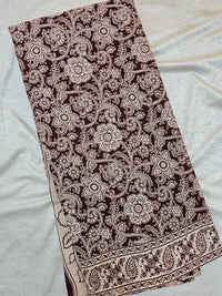 Cotton Kalamkari Saree - Cream with Maroon