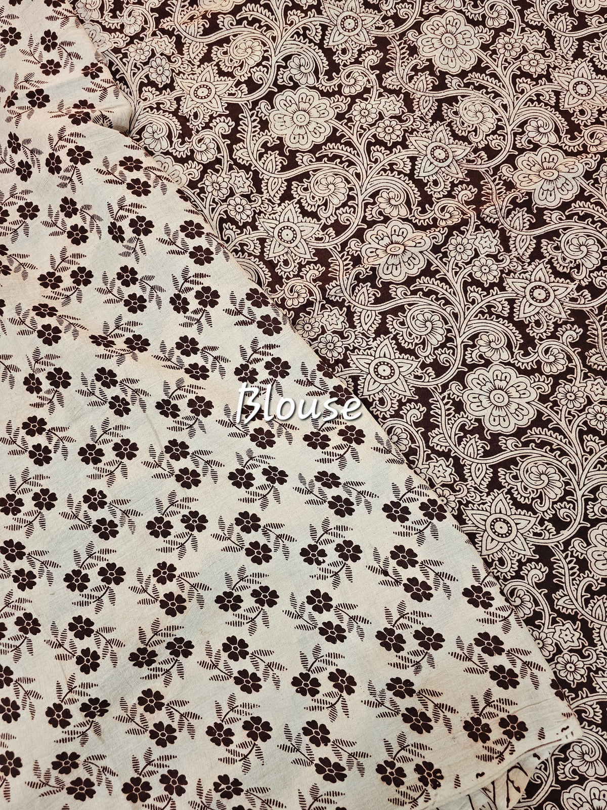 Cotton Kalamkari Saree - Cream with Maroon