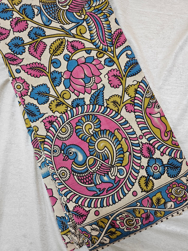 Cotton Kalamkari Saree - Cream with Multi Shade