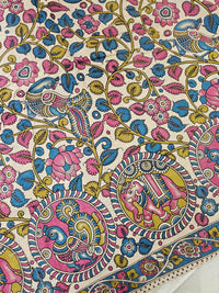 Cotton Kalamkari Saree - Cream with Multi Shade