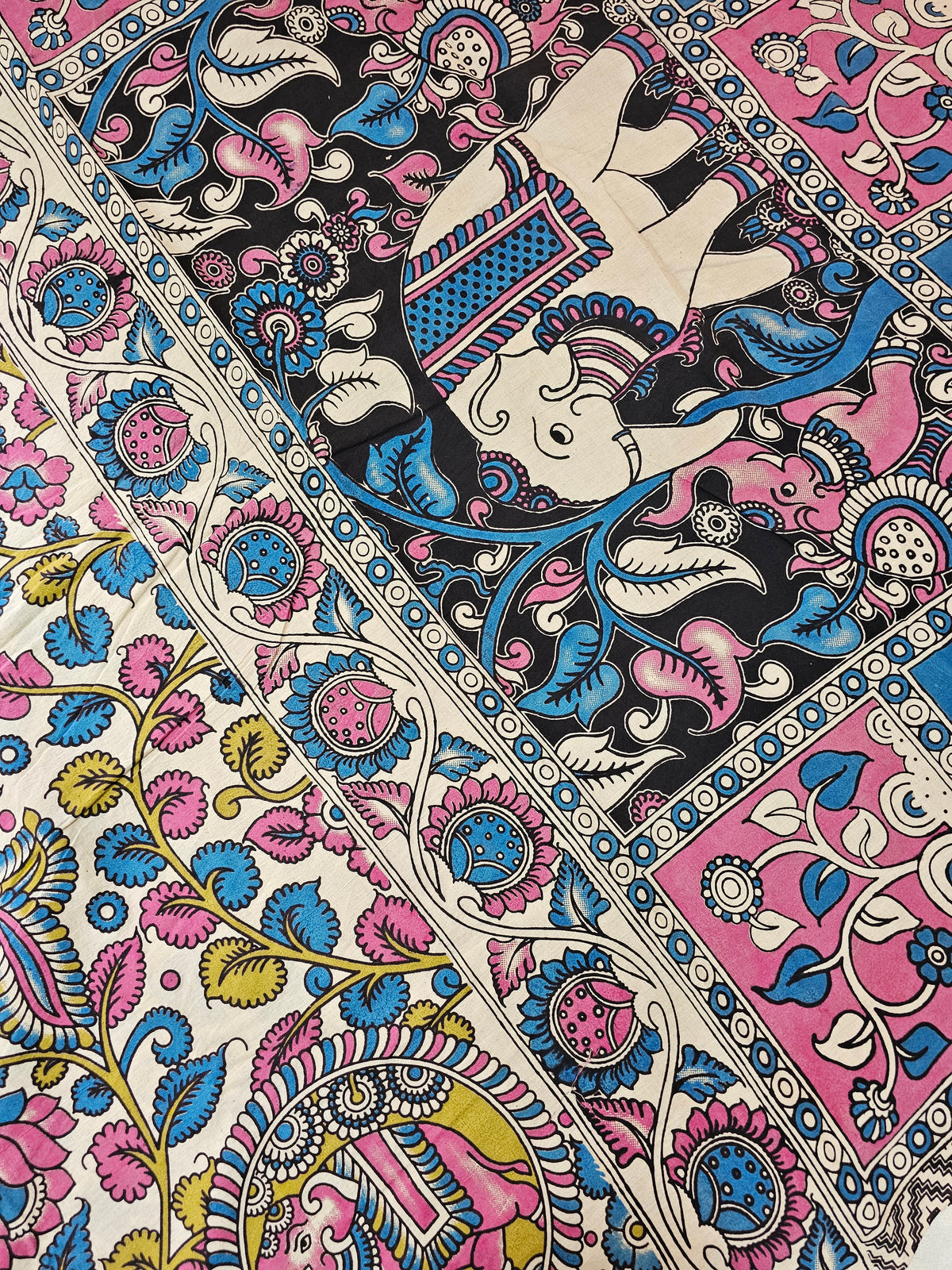 Cotton Kalamkari Saree - Cream with Multi Shade