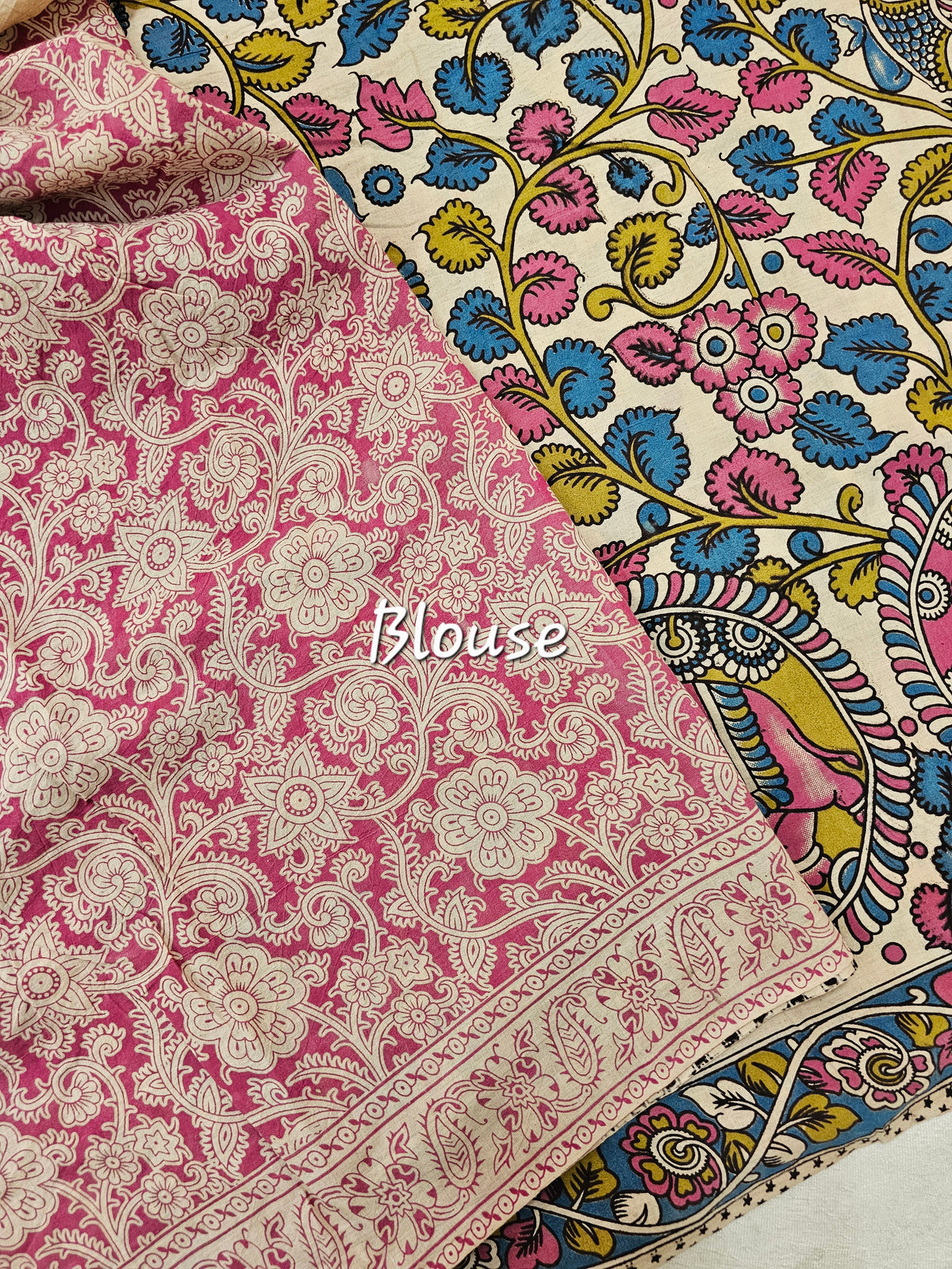 Cotton Kalamkari Saree - Cream with Multi Shade