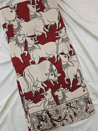 Cotton Pichwai Printed Saree - Red