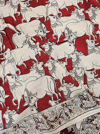 Cotton Pichwai Printed Saree - Red