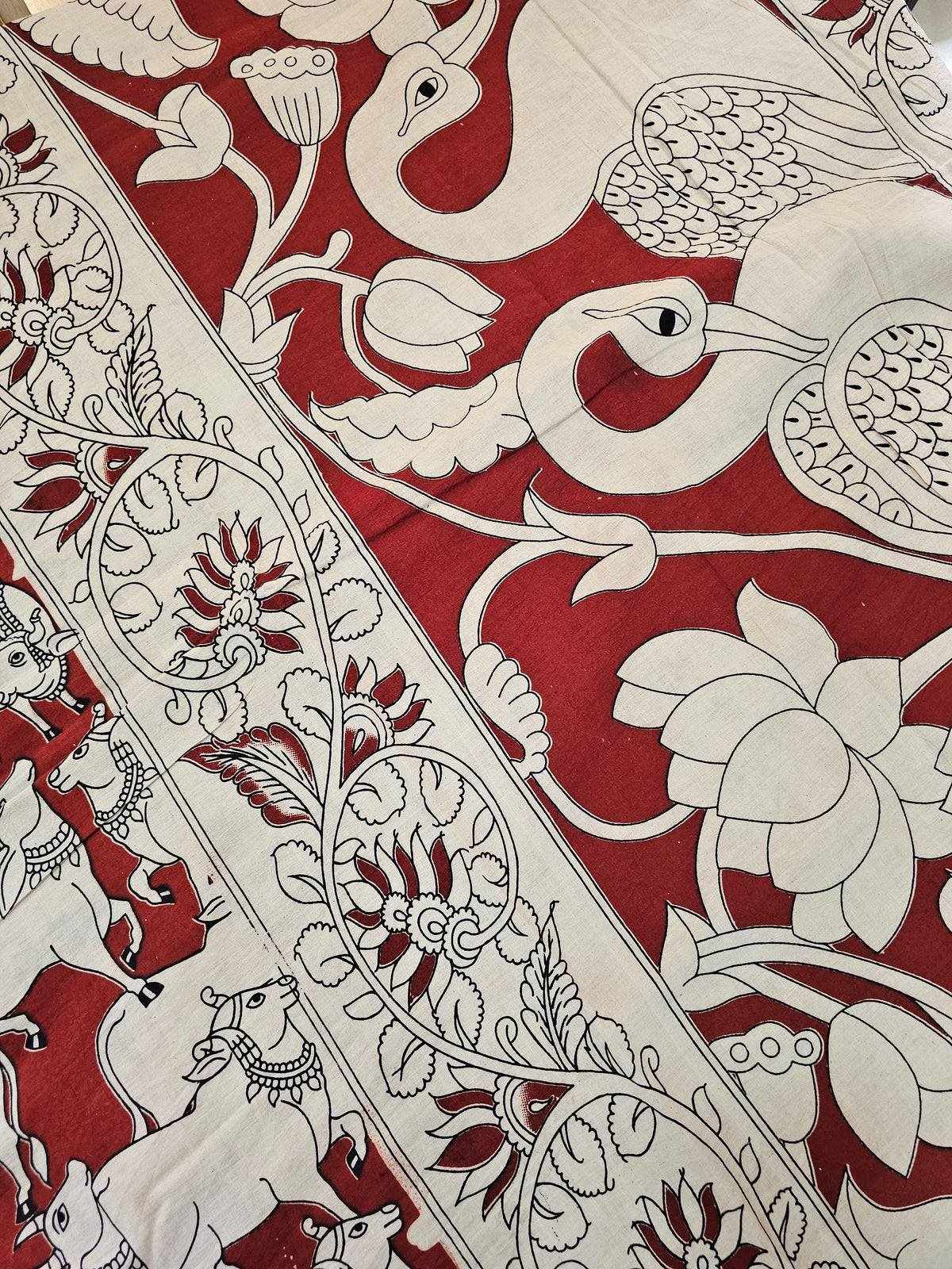 Cotton Pichwai Printed Saree - Red