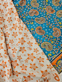 Cotton Kalamkari Printed Saree - Dark Sea Blue